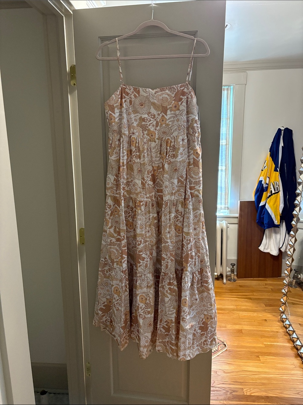 Charlie Holiday Beige Floral Spaghetti-Strap Maxi Dress